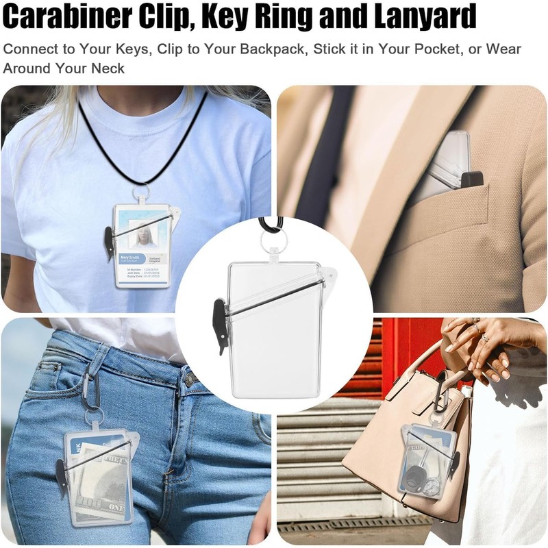 GOUDOGEDC Transparent Waterproof ID Card Badge Holder with Lanyard and