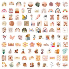 Bohemian Sticker Set, Aesthetic Stickers, Boho Stickers, Waterproof, Creative DIY for Laptop, Mobile Phones, Skateboard, Luggage, etc., Suitable for Adults and Children, Pack of 100