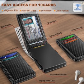 KEMISANT Men Wallet,Slim Wallet Card Case With Magnetic Billfold Flip,Pop-up Access for 12Cards RFID Blocking