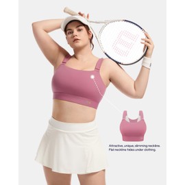 VFUS Sports Bras for Women Medium-High Impact Full Support Adjustable Straps Sports Bra Running Bra(X-Large, Pink)