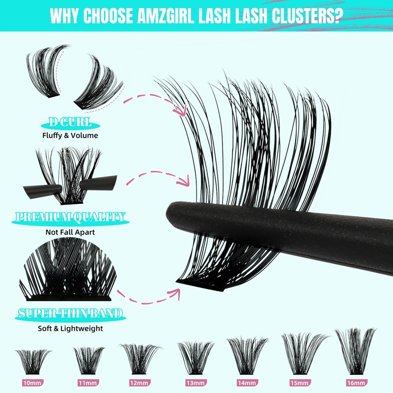 Lash Clusters Kit 320Pcs, 90D DIY Individual Eyelashes Extension With