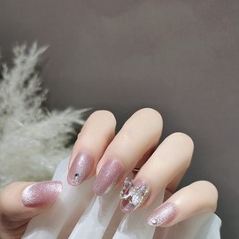 24 Pieces Nail Tips, Short Nail Tips, Fall and Winter Trends, Butterfly Decoration, Receptions, Parties, After-parties, Entrance Ceremonies, Graduation Ceremonies, Coming-of-Age Ceremonies, Fireworks Displays