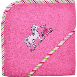 Wörner Hooded Bath Towel "Horse" Walk-Terry Pink Size 100 x 100 cm