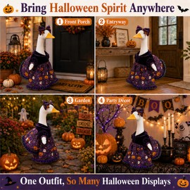 Halloween Porch Goose Outfits, Purple Pumpkin Goose Dress