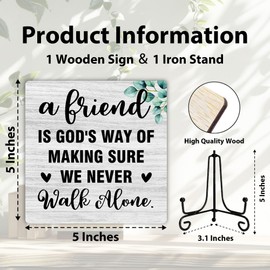 A Friend is God's Way of Proving Wooden Sign Gift, Appreciate Friendship Decor, Small Friendship Gift, Birthday Christmas Gifts for Women Men, Family Friends, Office Cubicle Accessories, 5" x 5"-166