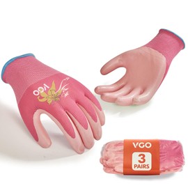 VGO 3 Pairs Women’s Gardening Gloves - Non-Slip Nitrile Coated, Machine Washable & Breathable for Outdoor,DIY, Ranch,Camping | Flexible Fit, Value Bundle with Color Choices (3Pairs/L/Pink/NT2110-P)