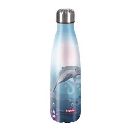 Step by Step Dolphin Pippa Blue Insulated Stainless Steel Drinking Bottle, for Carbonated Drinks, Leak-Proof, Screw Cap, 100% Recyclable, for School and Leisure, 0.5 L, Stainless Steel