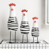 3Pcs Mediterranean Style Wooden Carved Chicken Set Collectable Figurine Showcase