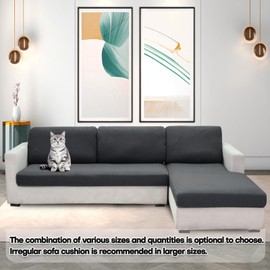 ZNSAYOTX Fundas de sofá seccionales para diván en Forma de L, 1 Pieza, cojín Separado para sofá, reemplazo Universal, patrón único, Protector de Muebles con Parte Inferior elástica (Gris Oscuro, Fund