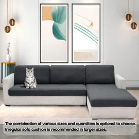 ZNSAYOTX Fundas de sofá seccionales para diván en Forma de L, 1 Pieza, cojín Separado para sofá, reemplazo Universal, patrón único, Protector de Muebles con Parte Inferior elástica (Gris Oscuro, Fund