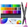 Lurmivex 60 Colours Dual Tip Brush Pens, Fineliner And Felt
