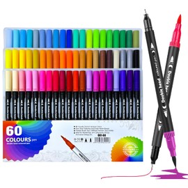 Lurmivex 60 Colours Dual Tip Brush Pens, Fineliner And Felt Tip Colouring Pens Art Set for Writing, Drawing, Painting, Sketching, Calligraphy