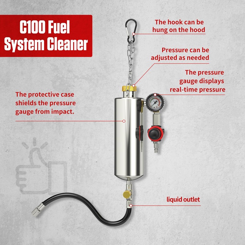 PLAYOCCAR Fuel Injector Cleaner Kit,Fuel System Non-Dismantling Cleaning Kit,1500ML 150PSI