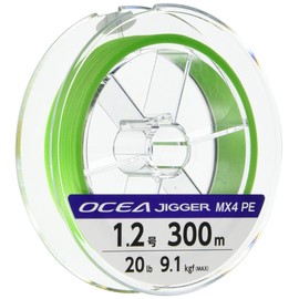 Shimano PL-O74P PE Fishing Line, Ocea Jigger, MX4, 328.1 yd (300 m), No. 0.6, Lime Green