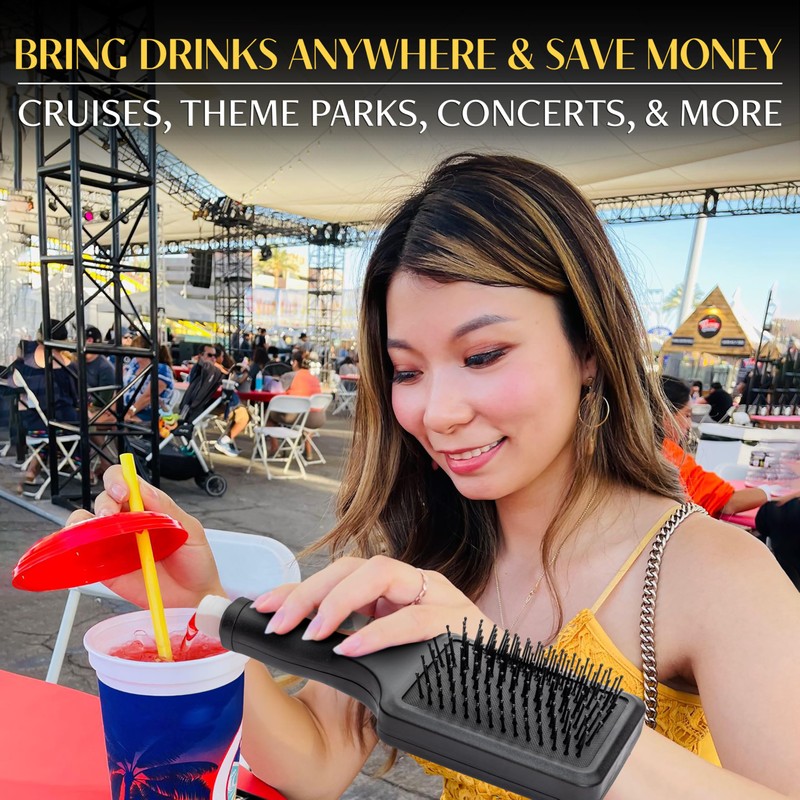 GoPong Hair Brush Flask 2 Pack (16 oz Total) -