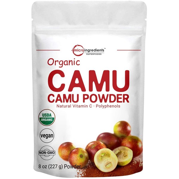 Peruvian Camu Camu Powder Organic, (Natural Vitamin C Supplement Powder), 8 Ounce, Strongly Supports Energy and Immune System, No GMOs and Vegan Friendly