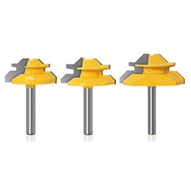 1/4" Router Bit 45 Degree Glue Joint Lock Miter, APlus Woodworking Cutter Tools Set, 3 Pcs