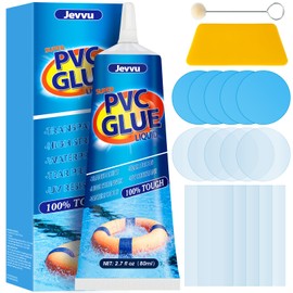 Jevvu Air Mattress Patch Kit, Heavy Duty Vinyl Inflatable Repair Kit for Air Mattress, Air Bed, Pool, Bounce House, Tub, Trampoline, Boat, Tent, Waterproof UV- Resistant Repair PVC Glue