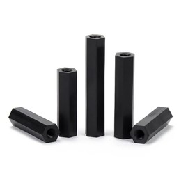 CONPHERON Nylon Spacer Board Black Screw Nut Nylon Hex Spacer Standoffs M2.5 x 15 mm, Pack of 30