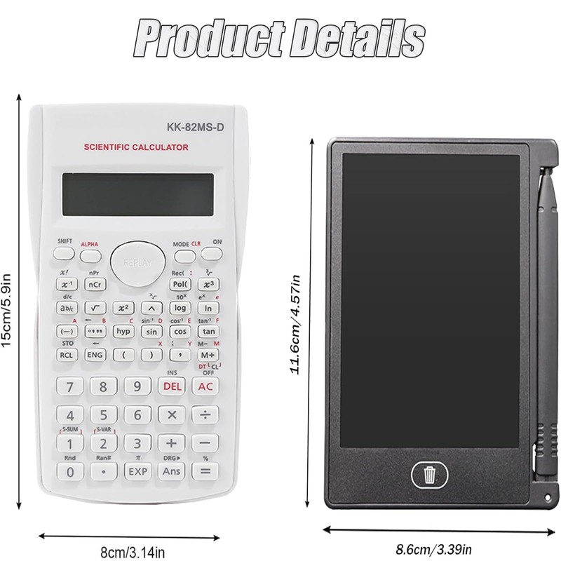 KK-82MS-B/KK-82MS-D Portable Engineering Scientific Calculator with 4.4 Inch LCD Erasable