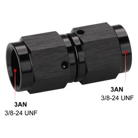 Podavelle 3AN Female to 3AN Female Straight Swivel Coupler Fitting Adapter Union Aluminum Black 2PCS