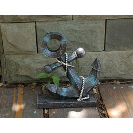 Rmdusk Resin Anchor Figurine 8.5" H, Nautical Décor, Anchor Model Statue Ornament for Home Garden Bar, Indoor Outdoor Tabletop Decoration A