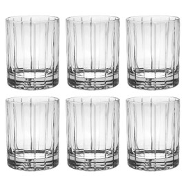 Barski - European Quality Glass - Crystal - Set of 6 - Double Old Fashioned Tumblers - DOF - 13 oz. - with Classic Clear Striped Design - Glasses are Made in Europe