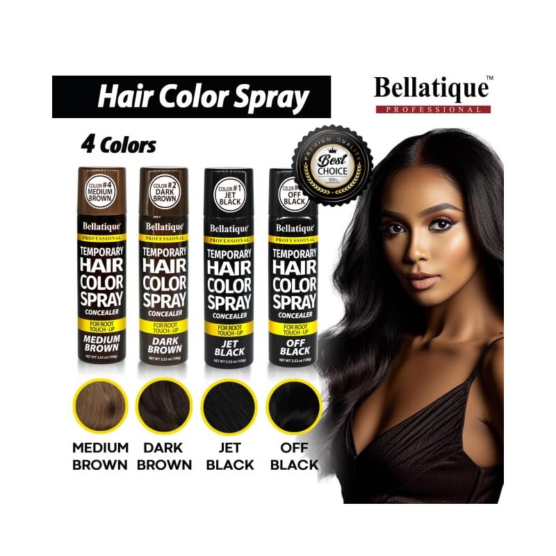 Bellatique Temporary Hair Color Spray Concealer - Dark Brown. For