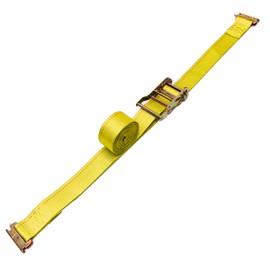 BullRing 2 Inch x 12 Foot Ratchet Tie Down Strap with E-Track Fittings, Yellow, 4000 lbs Capacity, Fits Ford Truck Beds with BoxLink Anchors