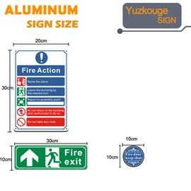 Yuzkouge Fire Action Notice Sign - 21 Pack,Rust Free Aluminum Fire Safety Sign, Weatherproof, Fade Resistant, Easy Mounting.