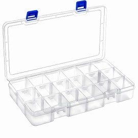 DIFIT Bead Organizer Box Plastic Organizer Box with Dividers Bead Organizers and Storage, Tackle Box Small Parts Organizer Bead Storage (18 gird 2pcs)