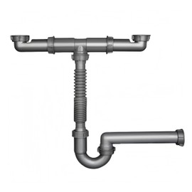 COLDDD 1-1/2" Double Kitchen Sink Drain Pipe kit, Expandable and Flexible P-Trap, Wall-Outlet, Completed Sink Pipe Replacement Kit