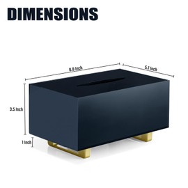 Yoba Caja de pañuelos de acrílico negro de 3 mm de grosor, dispensador rectangular de caja de pañuelos con patas de aluminio chapadas en oro para baño, cocina, recámara, oficina y restaurante