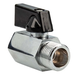 tecuro Mini Ball Valve 1/2 Inch, Female x Male Thread, Temperature Resistant from -5°C to +90°C, PTFE Sealing Material, Chrome-Plated Brass