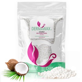 Dermawax 400g Coconut Wax Beads - Hypoallergenic Multidirectional Hot Wax without Fleece Strips - Gentle Hair Removal for Face, Eyebrows, Armpits, Legs, Bikini & Intimate Area