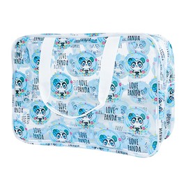 ONEART Clear Cartoon Cosmetic Bag for Woman,Waterproof Makeup Storage Pouch with Zipper, Portable Travel Wash Bag Organizer Case, Love Panda