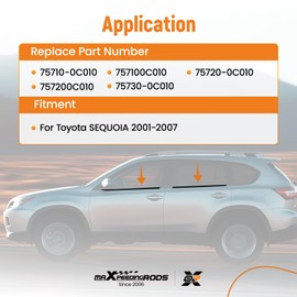 maXpeedingrods 4PCS Outside Window Seal Weatherstrip Molding Trim 75710-0C010 75720-0C010 for Toyota Sequoia 2001-2007 Rubber Window Seal Strip