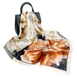 FAIRYGATE Ladies Scarf Sale 35.4 inch Large Satin Silk Feeling Formal Square Scarves Women Neck Head Hair Scarfs Wraps 90x90cm 28006