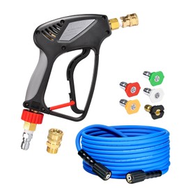 TOOLCY Pressure Washer Hose and Gun Kit, 30ft Kink Resistant Power Washer Hose and Gun with 5 Nozzle, 3/8" Swivel Quick Connector & M22-14mm Plug, Compatible with Simpson, Craftsman, Ryobi