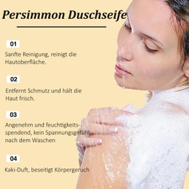 Soleneva Persimmon Shower Soap to Remove Odours - Natural Persimmon Soap for Dry and Aging Skin - Persimmon Soap for Face and Body - Shower Soap Men and Women (1)