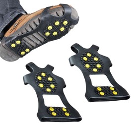 YUANCOX Ice Snow Grippers Anti Slip Grips Crampons Ice Cleats Traction for Boots Shoes,Ice Snow Winter Non-slip Shoes Grips Cover 10-Stud Slip-on Stretch Footwear(X-Large (Shoes Size:W 13-16/M 11-14))