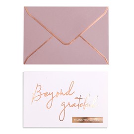 Winoo Design Rose Gold Beyond Grateful Thank You Cards with Envelopes - 36 PK - 4x6 Inches Bridal Shower Thank You Cards Baby Shower Baby Girl Thank You Notes for Wedding Birthday