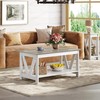 WLIVE Coffee Table with Storage Shelf, 39.4" Farmhouse Coffee Table