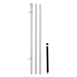 Unbranded 10ft Flag Pole Outdoor Aluminum In Ground Flag Pole 10' Silver Flag Pole