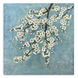 Yihui Arts Large White Flower Dinning Room Wall Art Hand Painted Modern Floral Painting Canvas Pictures Plum Blossom Artwork For Decoration