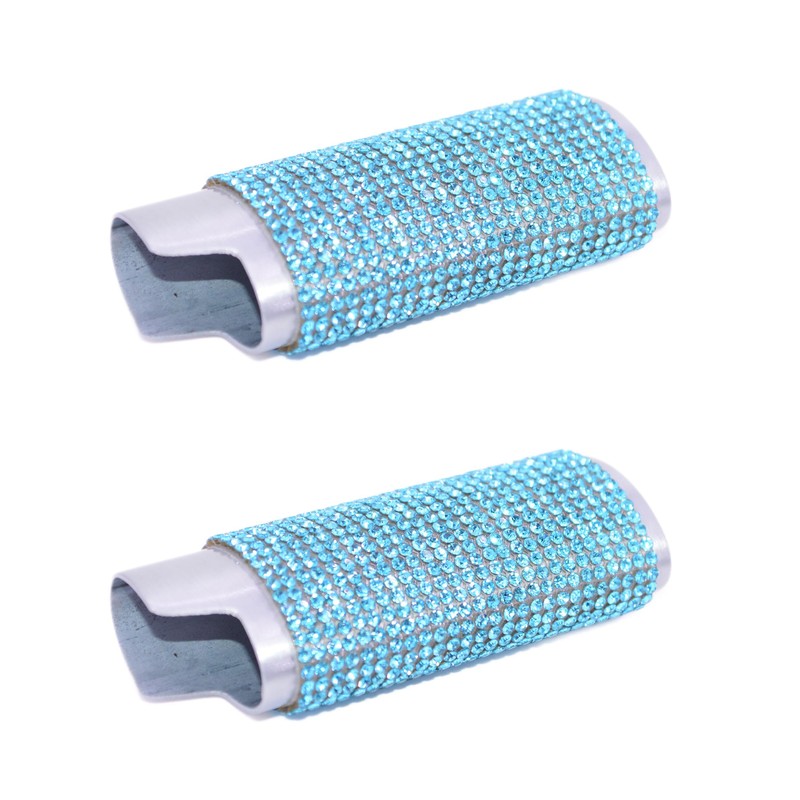 Silver Lighter Sleeve Case with Aqua Marine Rhinestones LS53