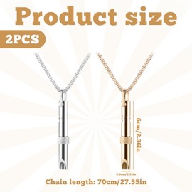 Breathing Necklace,2 PCS Breathlaces NecklacE Silent Design Anxiety Whistle Necklace,Calms for Anxiety Necklace,Anxiety Relieve Necklace,Calm Carry for Anxiety for Stress & Anxiety Relief(Silver+Gold)