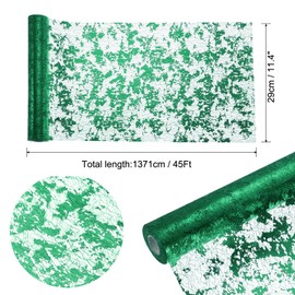 sourcing map Emerald Green Table Runner Roll 11.4" x 45 Feet Sequin Foil Metallic Mesh Table Runner Decor Table Decorations for Wedding, Birthday Party, Christmas, New Year