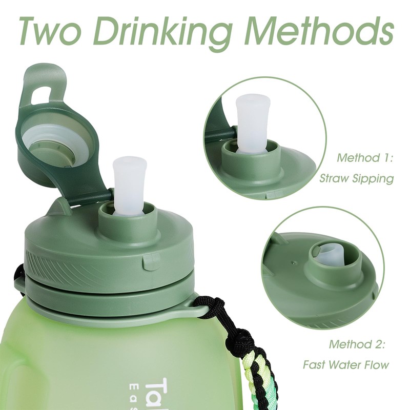 TakeToday 40 OZ Motivational Water Bottle with Straw and Paracord