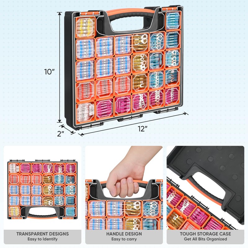 TICONN 1250Pcs Heat Shrink Wire Connectors, Waterproof Automotive Marine Electrical